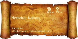Meszko Kabos névjegykártya